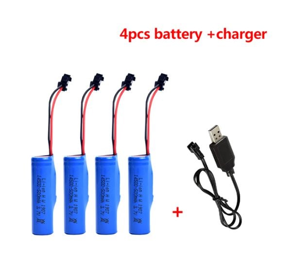 3.7v 14500 lion 4 adet Oyuncak Pili Siyah Soketli ve USB Şarj Cihazı
