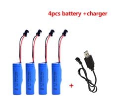3.7v 14500 lion 4 adet Oyuncak Pili Siyah Soketli ve USB Şarj Cihazı