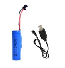3.7v 14500 Li-on Oyuncak Pili ve Usb Şarj Cİhazı Siyah Soketli
