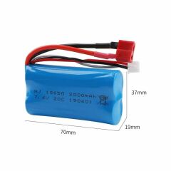 Wltoys Uyumlu 7.4v 18650 Li-on 15C 2000 mah T-Plug Soketli Oyuncak Pili