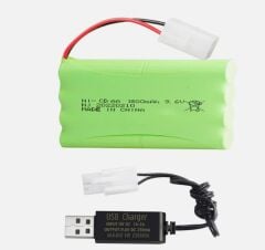 9.6v 1800mah Tamiya Soketli Oyuncak Pili ve Usb Şarj Cihazı