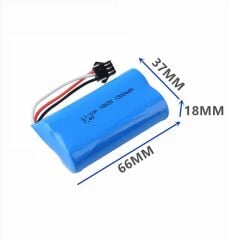 7.4v 18650 Lion Sm3p Oyuncak Bataryası Siyah Soket 3 Kablolu 1500