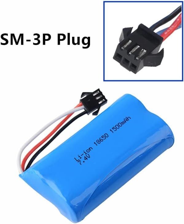 7.4v 18650 Lion Sm3p Oyuncak Bataryası Siyah Soket 3 Kablolu 2000