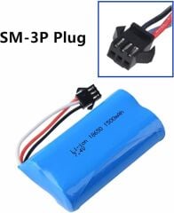 7.4v 18650 Lion Sm3p Oyuncak Bataryası Siyah Soket 3 Kablolu 2500